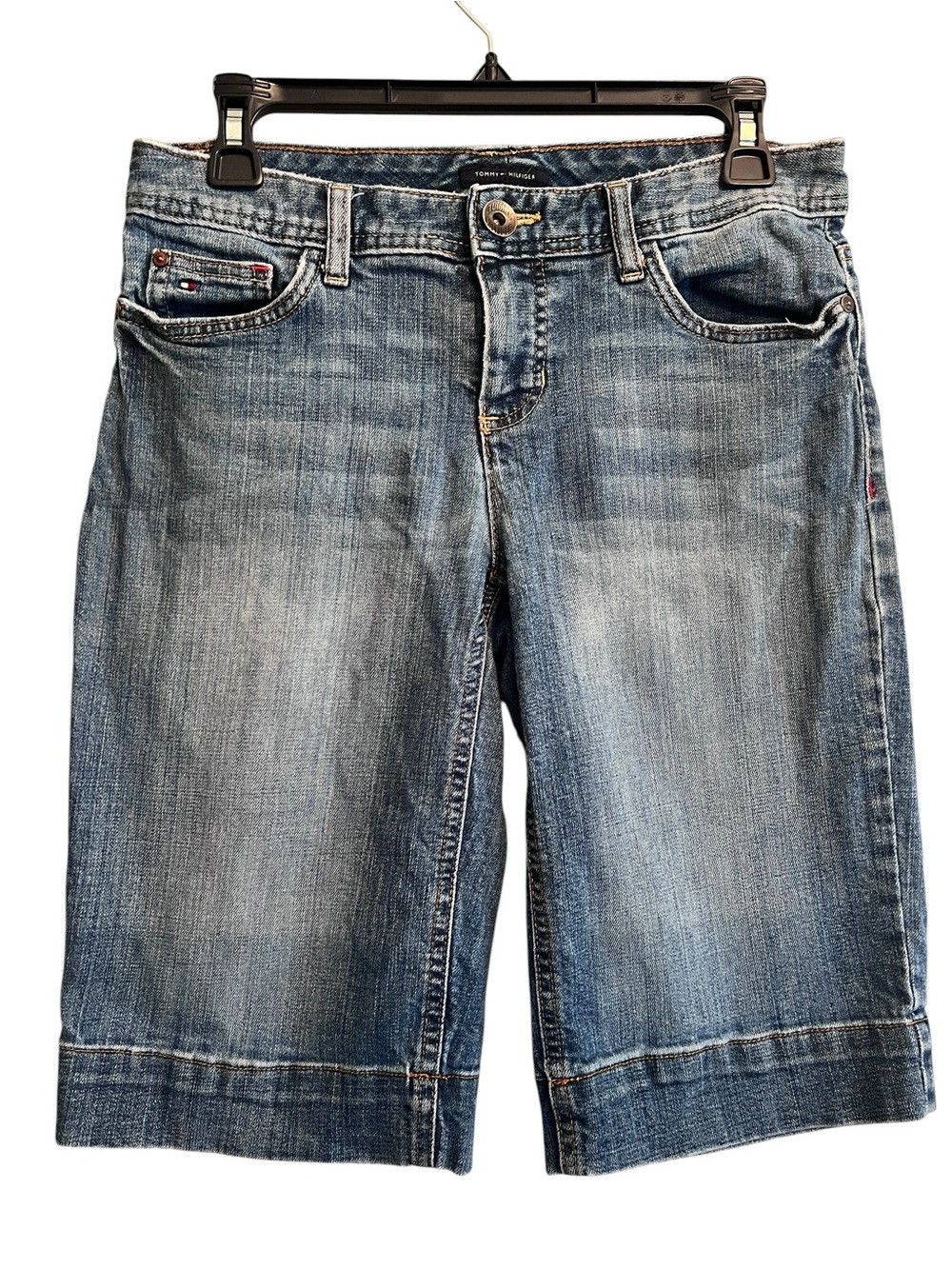 Tommy Hilfiger Denim Bermuda Shorts Women Size 4 Medium Wash Y2K